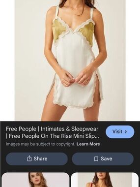 Free People Cream Slip with Olive Bust Panels